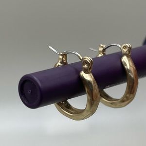 Gold hammered hoops